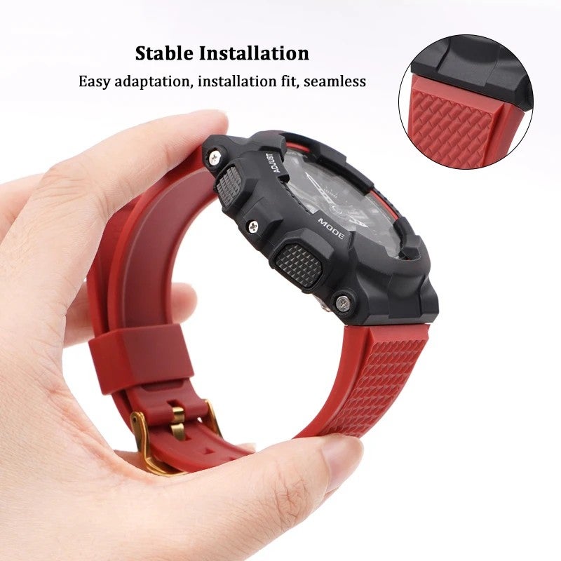 Bluejw TPU Watch Bands 16mm Replacement Straps for Casio GM-110 GA700 GW8900 GA110 – Fashion Red Blue Rubber Watch Strap to Replace the Watch Strap - Image 5