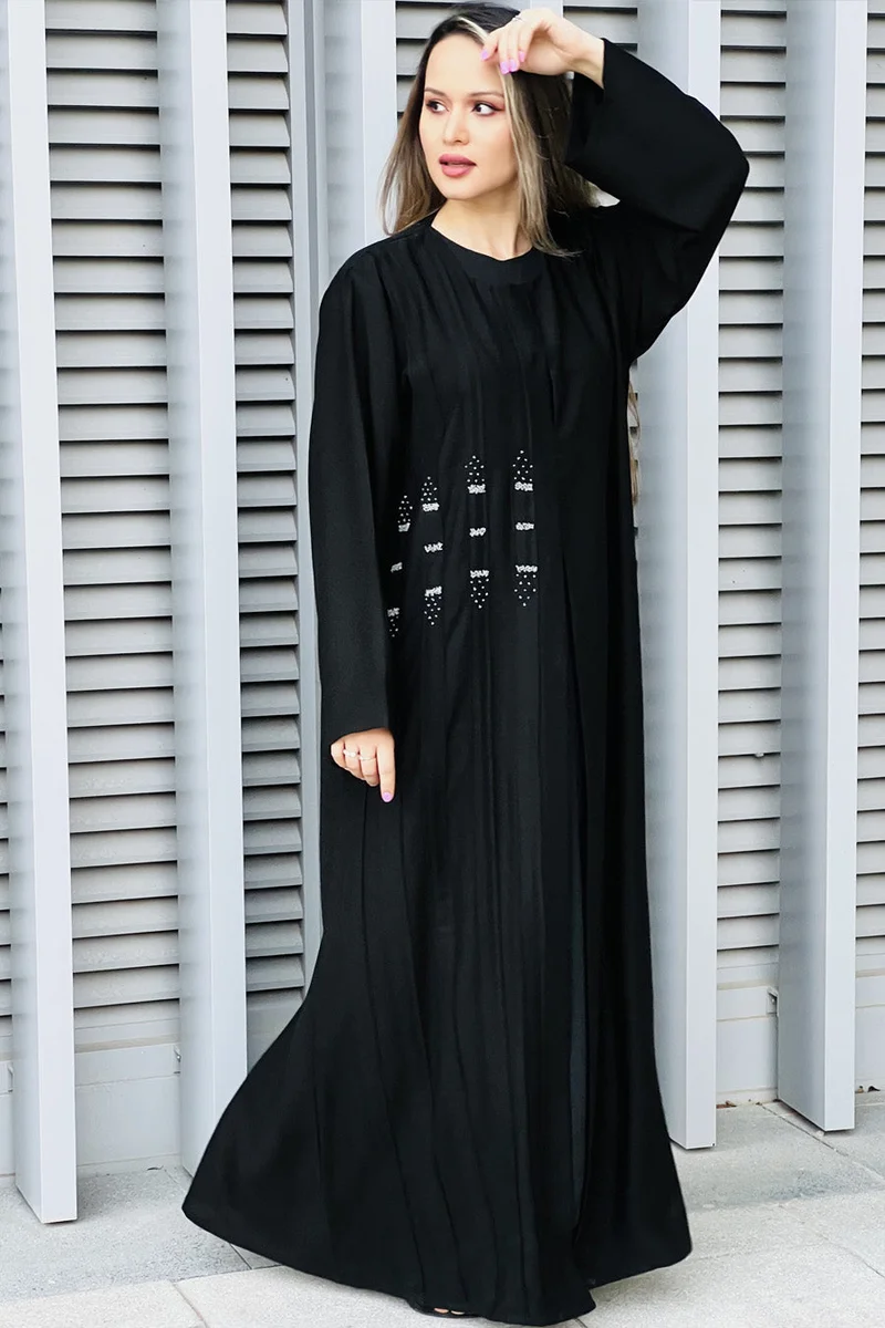 Moistreet  Embroidered Open Front Abaya for Women | Best Price UAE