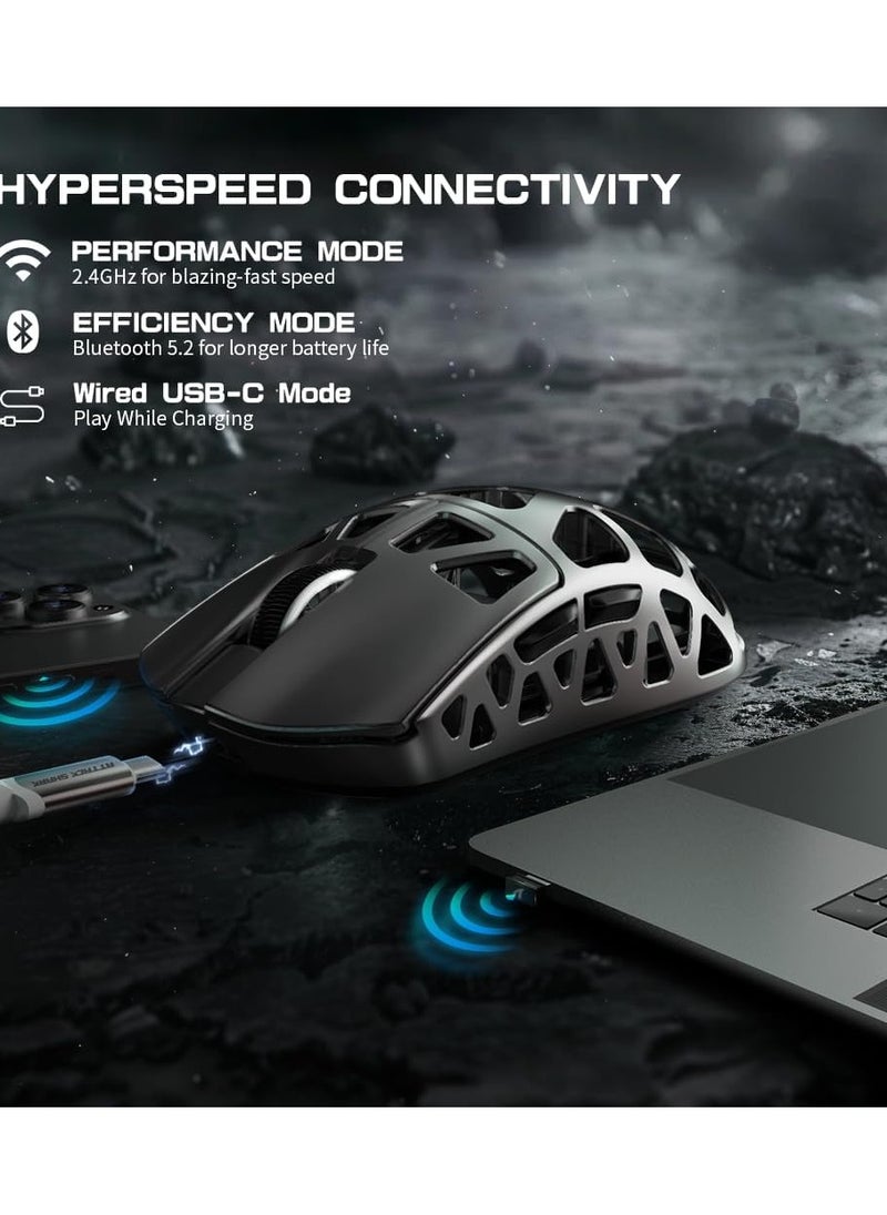 Attack Shark - Attack Shark R3 Wireless Gaming Mouse,PAW3395 26K DPI 8KHz Polling Rate,Magnesium Alloy 46g Ultralight,Programmable Tri-Mode BT/2.4G/Wired Computer Mice with Coiled Cable - Silver - Image 1