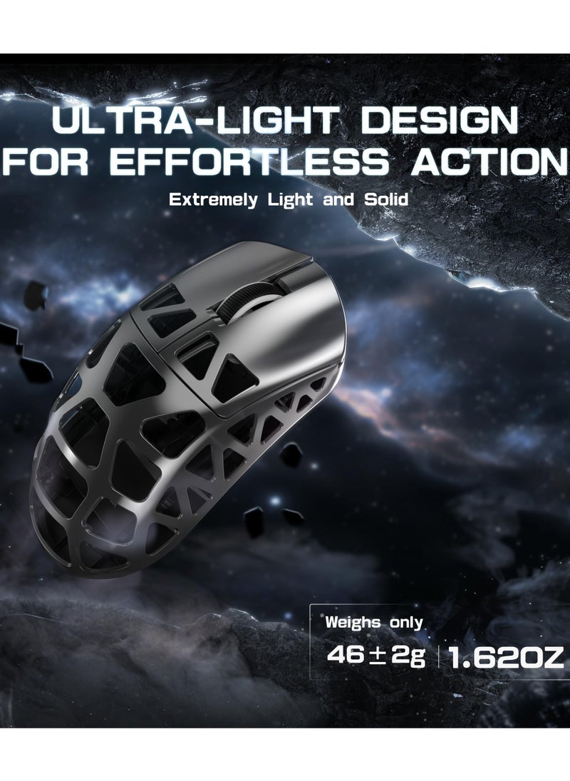 Attack Shark - Attack Shark R3 Wireless Gaming Mouse,PAW3395 26K DPI 8KHz Polling Rate,Magnesium Alloy 46g Ultralight,Programmable Tri-Mode BT/2.4G/Wired Computer Mice with Coiled Cable - Silver - Image 1