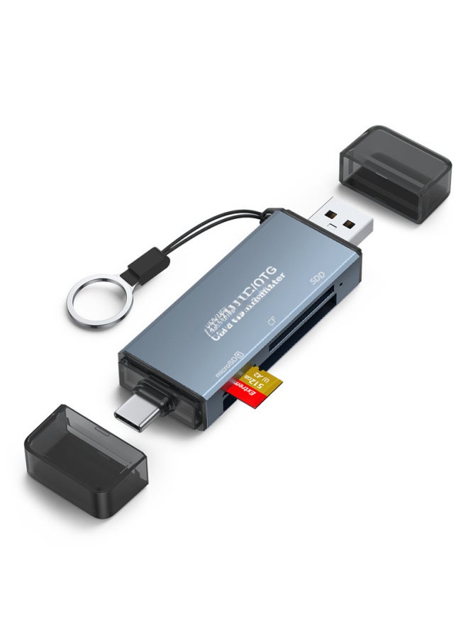 نيوترل قارئ بطاقة CF ثلاثي الوظائف، قارئ بطاقة ذاكرة SD و MicroSD، قارئ بطاقة كاميرا SLR، قارئ بطاقة مزدوج الاستخدام مع منفذ Type-C و OTG، قارئ بطاقة USB للسيارة - Image 5