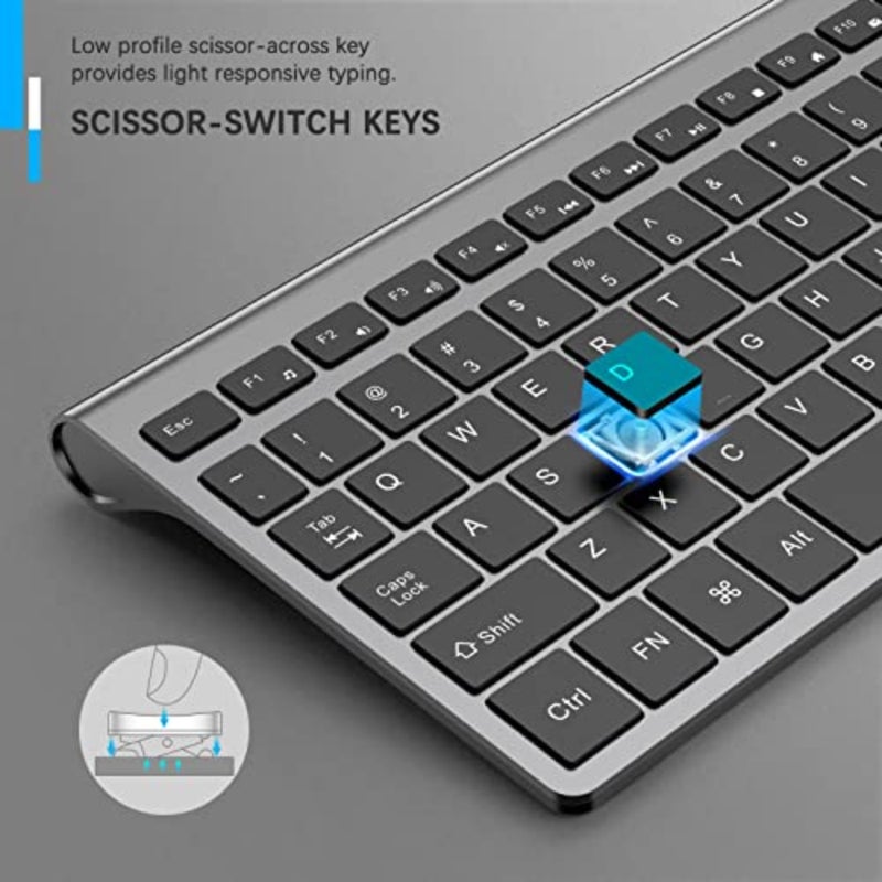 Wireless Keyboard with Number Pad Ergonomic Silent Slim Black - Image 4