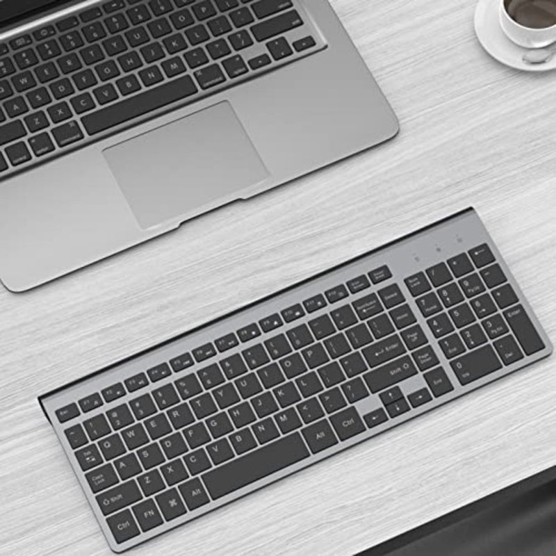 Wireless Keyboard with Number Pad Ergonomic Silent Slim Black - Image 2