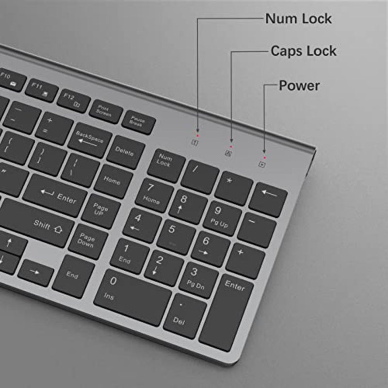 Wireless Keyboard with Number Pad Ergonomic Silent Slim Black - Image 5
