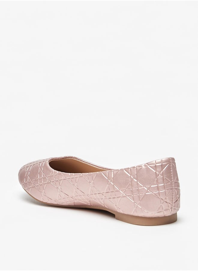 Flora Bella By Shoexpress - Girl's Textured Slip-On Round Toe Ballerina Shoes Ramadan Collection - Image 1