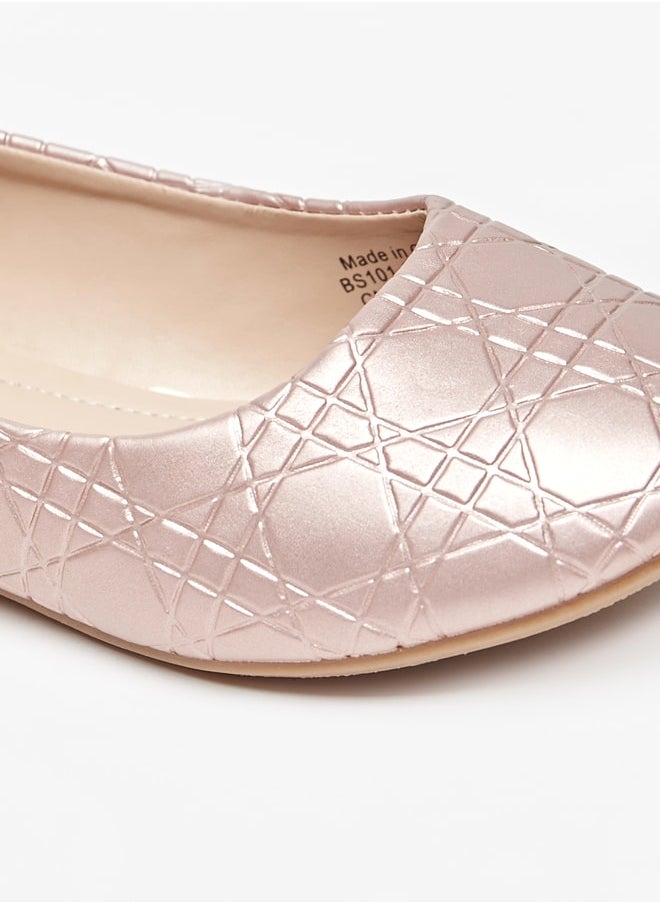 Flora Bella By Shoexpress - Girl's Textured Slip-On Round Toe Ballerina Shoes Ramadan Collection - Image 1