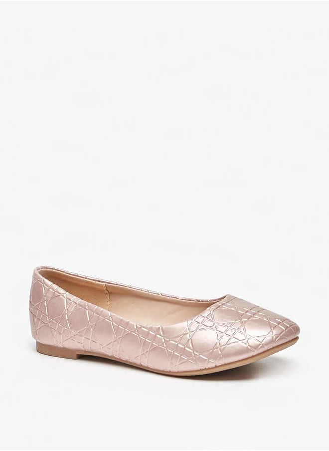 Flora Bella By Shoexpress - Girl's Textured Slip-On Round Toe Ballerina Shoes Ramadan Collection - Image 1