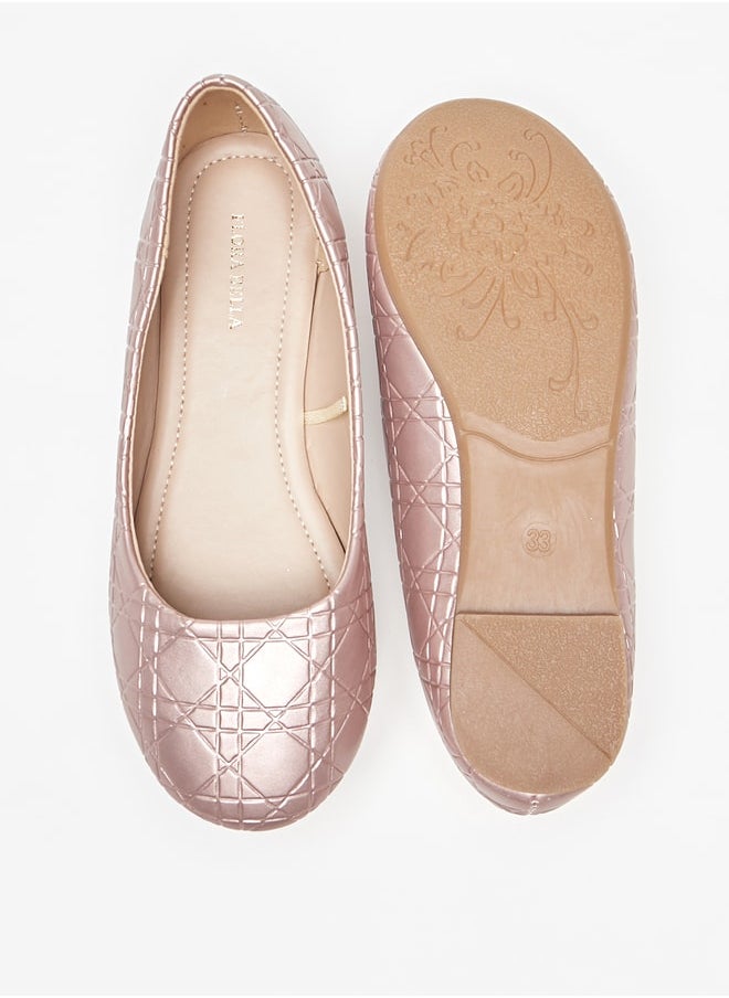 Flora Bella By Shoexpress - Girl's Textured Slip-On Round Toe Ballerina Shoes Ramadan Collection - Image 1