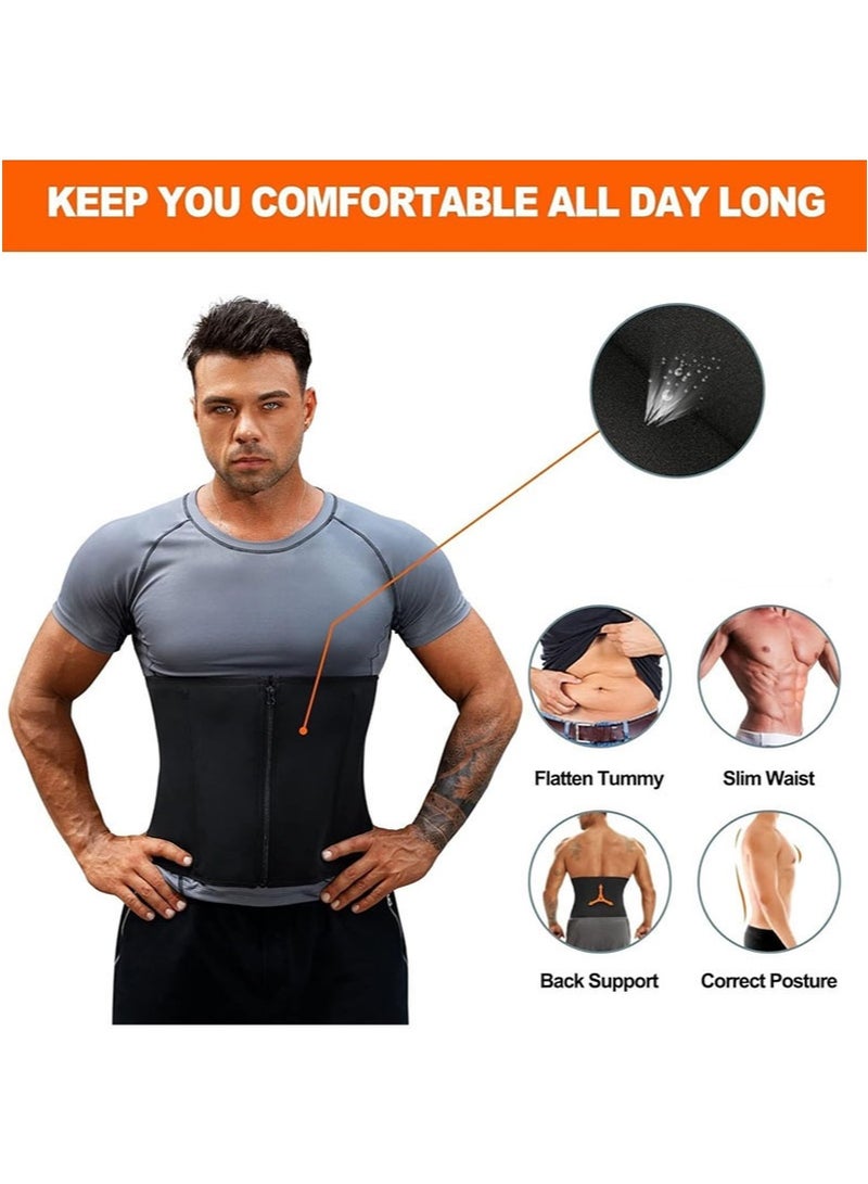 Apustim Men's Waist Training Body Shaper Belt，Weight Loss Fitness Fat Burning Sweat Trimmer，Back Support Belt （Black） - Image 3