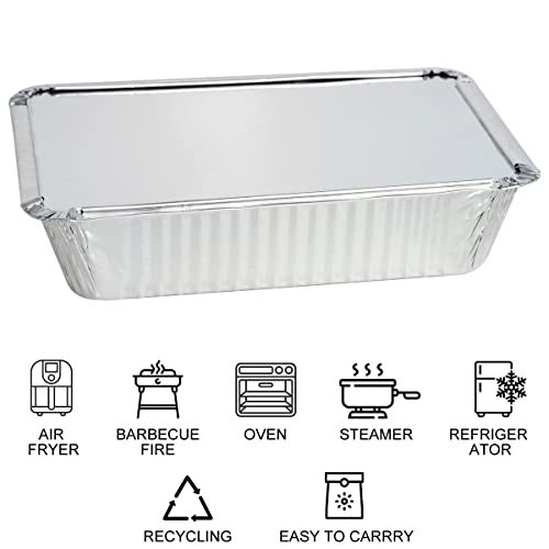 MOACOCK 50 Pack Aluminum Pans with Lids(8.5"×6"), 2.25lb Foil Pans with Board Lids, Disposable Take Out Food Containers, Foil Pans for Meal Prep Freezer Cooking Baking - Image 5