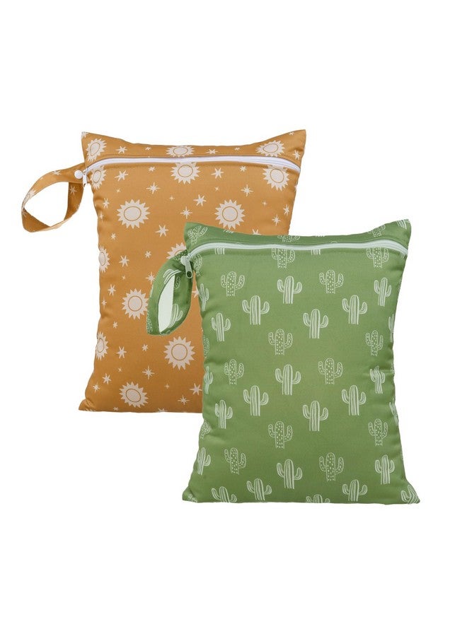 Happy Flute HappyFlute 2pcs Waterproof Bag Set - Cactus & Animal Pattern Wet/Dry Bag for Towels, Diapers, Swim, Beach, Gym - 10.2x14.4 inches - Image 1