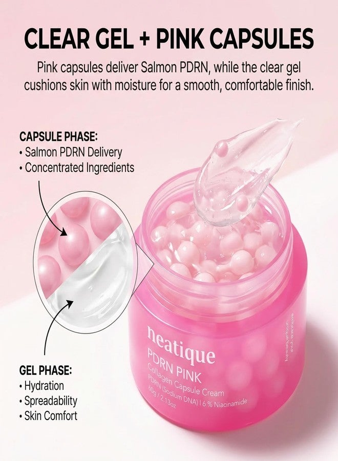 Neatique PDRN Capsule Cream with Salmon DNA Collagen, Pink PDRN Cream, Firming & Hydrating Face Moisturizer Cream with 6% Niacinamide for Plump, Smooth, Dewy-Looking Skin, Lightweight 2.13 oz - Image 4