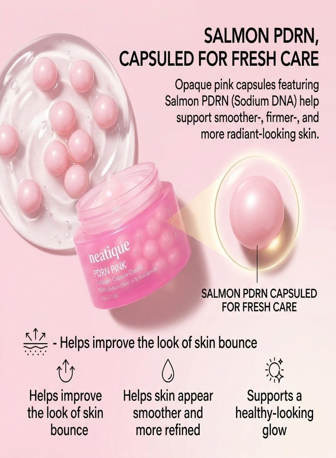 Neatique PDRN Capsule Cream with Salmon DNA Collagen, Pink PDRN Cream, Firming & Hydrating Face Moisturizer Cream with 6% Niacinamide for Plump, Smooth, Dewy-Looking Skin, Lightweight 2.13 oz - Image 2