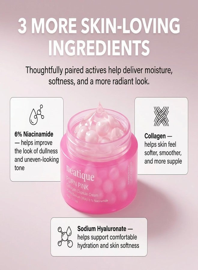 Neatique PDRN Capsule Cream with Salmon DNA Collagen, Pink PDRN Cream, Firming & Hydrating Face Moisturizer Cream with 6% Niacinamide for Plump, Smooth, Dewy-Looking Skin, Lightweight 2.13 oz - Image 3