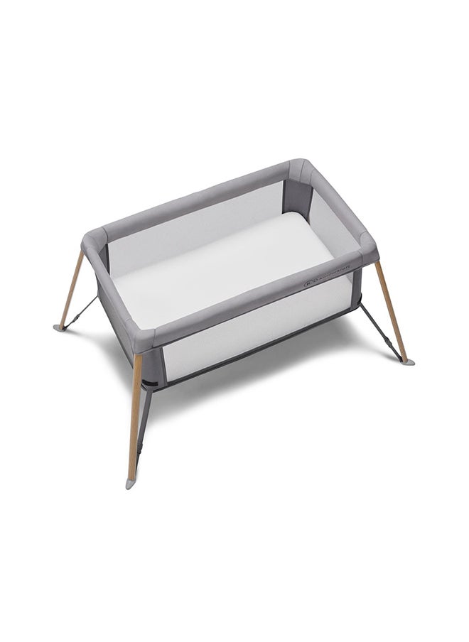 Kinderkraft Movi Travel Cot - Grey And Wood  - Image 3