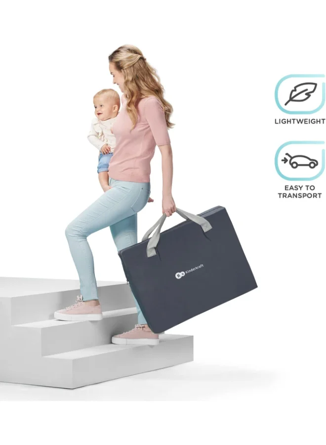 Kinderkraft Movi Travel Cot - Grey And Wood