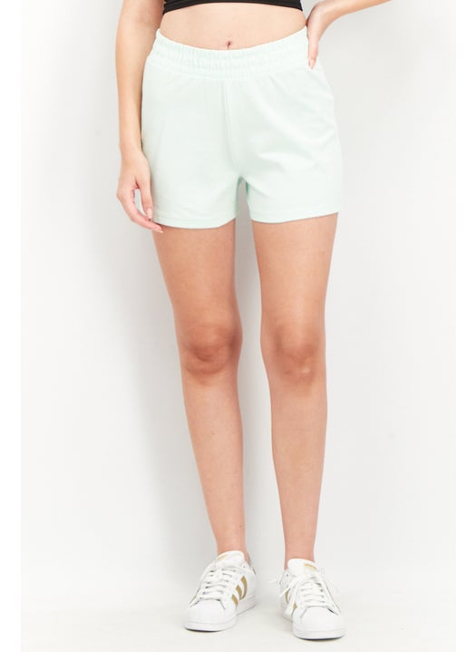 Women Sportswear Fit Training Brand Logo Shorts, Mint Green
