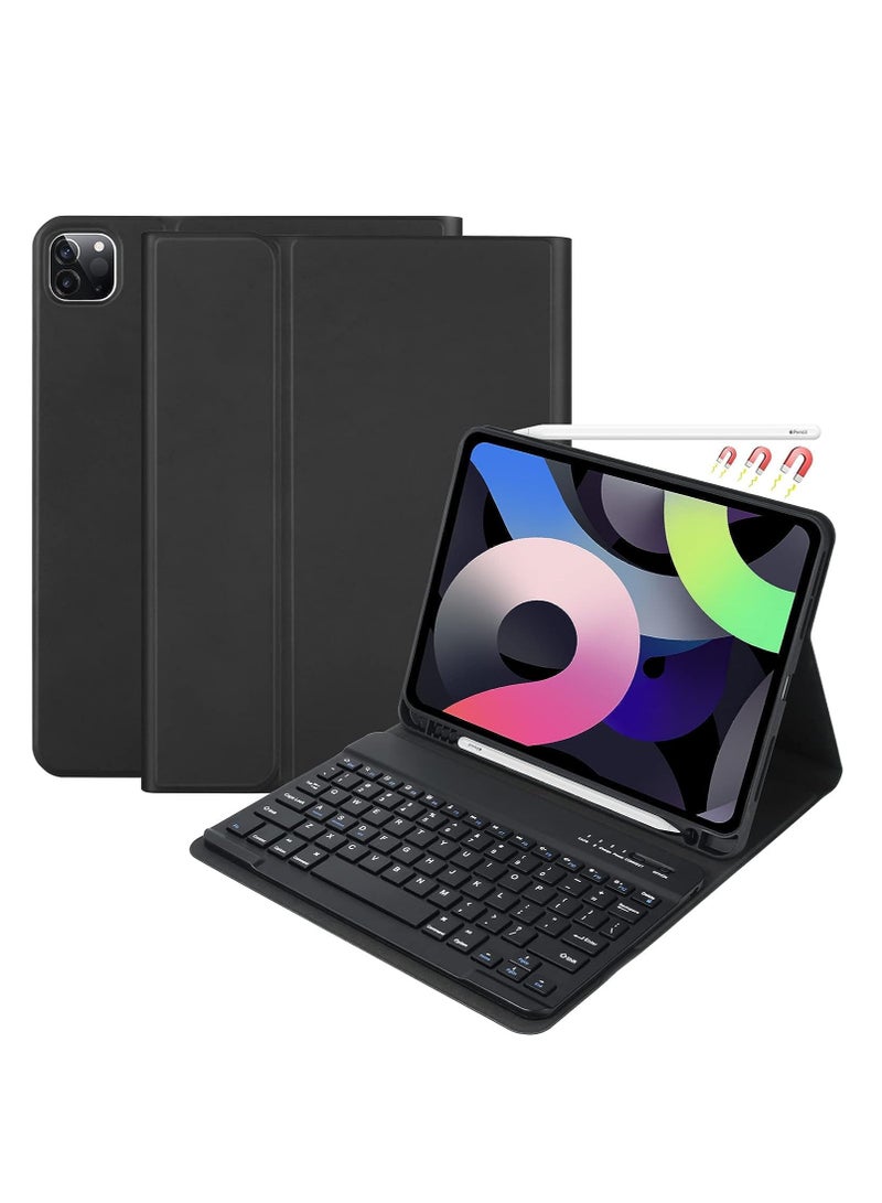 حافظة لوحة مفاتيح لجهاز iPad الجيل العاشر مقاس 10.9 بوصات إصدار 2022 لوحة مفاتيح بلوتوث ذكية رفيعة مع حافظة لوحة مفاتيح لاسلكية قابلة للفصل مع حامل قلم رصاص لون أسود - Image 1