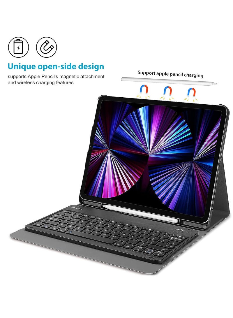 حافظة لوحة مفاتيح لجهاز iPad الجيل العاشر مقاس 10.9 بوصات إصدار 2022 لوحة مفاتيح بلوتوث ذكية رفيعة مع حافظة لوحة مفاتيح لاسلكية قابلة للفصل مع حامل قلم رصاص لون أسود - Image 5