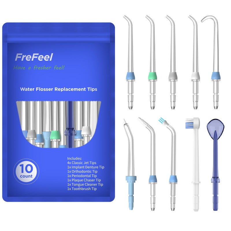 FreFeel Replacement Heads for Waterpik, Replacement Picks for Water Pik Water Flosser (10 Tips) - Image 1