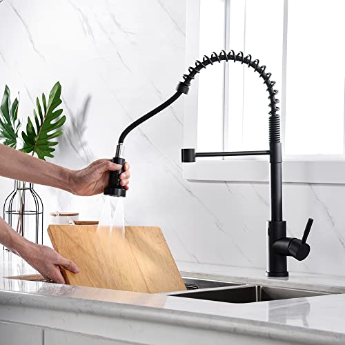 TIORIY Kitchen Faucet Head Replacement Black, with 15 Adapters Plastic Pull Down Faucet Spray Head, 3 Modes Pull Out Kitchen Sink Sprayer Nozzle, Matte Black - Image 2