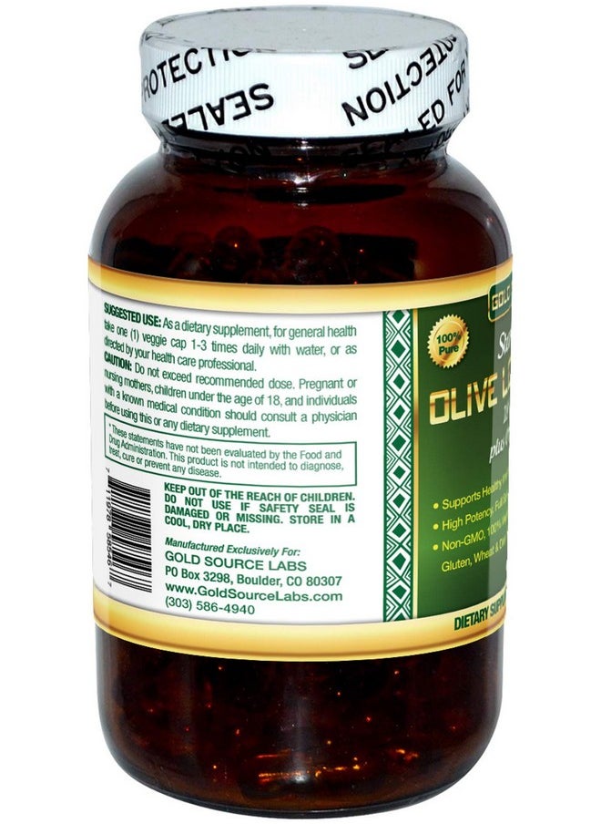 Gold Source Labs - Organic Olive Leaf Extract Capsules - Pure Organic Olive Leaf Plus Standardized Oleuropein Extract, 90 Vegetarian Caps, 400 Mg Maximum Strength Complex For Immune Health - Image 1