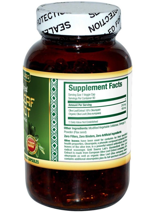 Gold Source Labs - Organic Olive Leaf Extract Capsules - Pure Organic Olive Leaf Plus Standardized Oleuropein Extract, 90 Vegetarian Caps, 400 Mg Maximum Strength Complex For Immune Health - Image 1