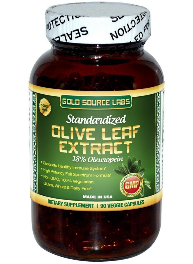 Gold Source Labs - Organic Olive Leaf Extract Capsules - Pure Organic Olive Leaf Plus Standardized Oleuropein Extract, 90 Vegetarian Caps, 400 Mg Maximum Strength Complex For Immune Health - Image 1