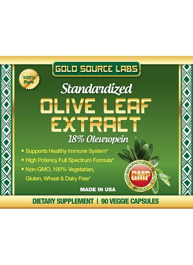 Gold Source Labs - Organic Olive Leaf Extract Capsules - Pure Organic Olive Leaf Plus Standardized Oleuropein Extract, 90 Vegetarian Caps, 400 Mg Maximum Strength Complex For Immune Health - Image 1
