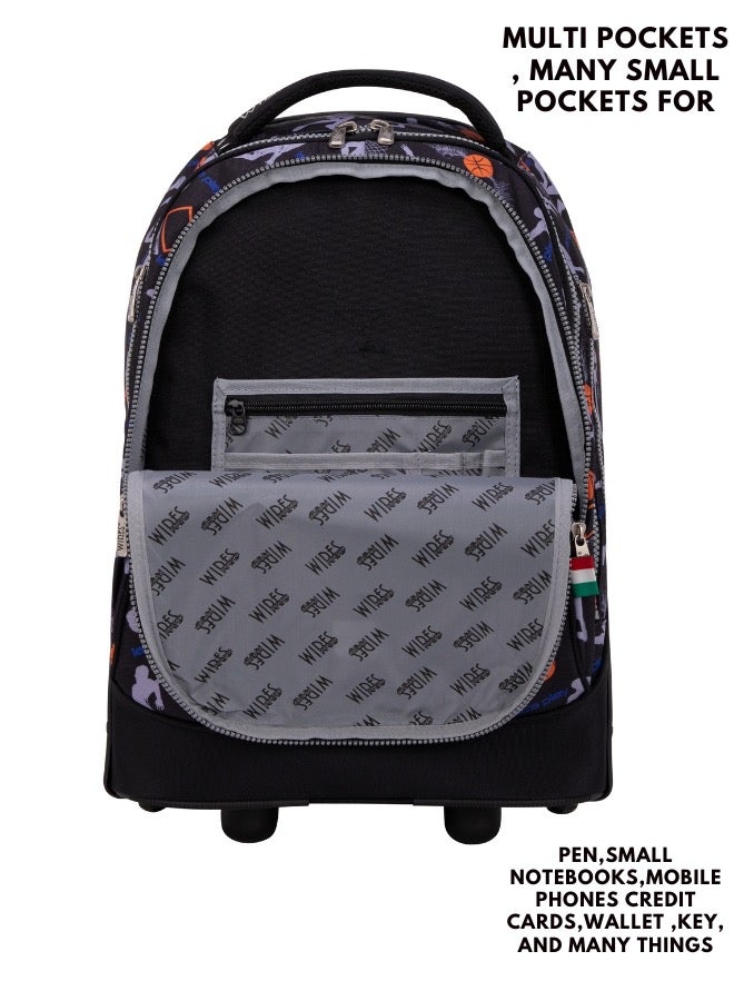 Wires Kids School Trolley Bag laptop compartment Big Wheels With Lunch bag & Pencil Case  - Image 3