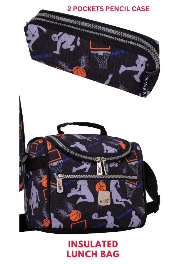 Wires Kids School Trolley Bag laptop compartment Big Wheels With Lunch bag & Pencil Case  - Image 5