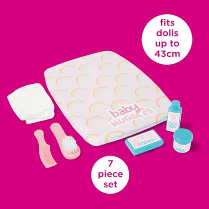 CASDON Ultimate Care Kit for Dolls: Authentic Play with Rainbow Cushioned Changing Mat, Nappy, Brush, Comb, and Containers Suitable for Dolls up to 46cm Encourages Realistic Role Play Ages 3+ - Image 2