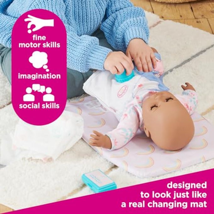 CASDON Ultimate Care Kit for Dolls: Authentic Play with Rainbow Cushioned Changing Mat, Nappy, Brush, Comb, and Containers Suitable for Dolls up to 46cm Encourages Realistic Role Play Ages 3+ - Image 3