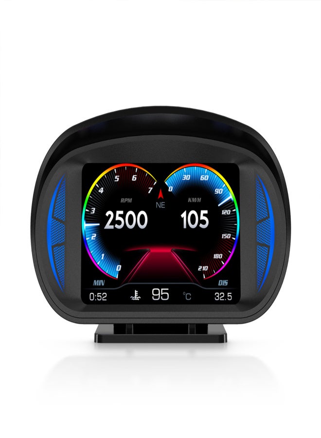 Car Head Up Display Multi-funciton OBD GPS Slope Meter Atmosphere Lamp Full LCD Smart Gauge with 12 Styple Interfaces - Image 1