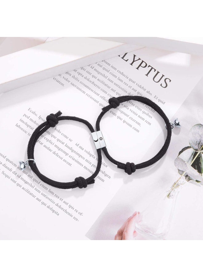 GBTBYS 2PCS Magnetic Couple Bracelets Love Vows of Promise Mutual Attraction Long Distance Friendship Best Friend Sister Braided Rope Gift for Men Women Birthday Gift, 4 inches, Stainless Steel, bead - Image 5