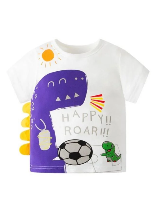 YUNIQEE White Printed Short Sleeve Crew Neck T-Shirt