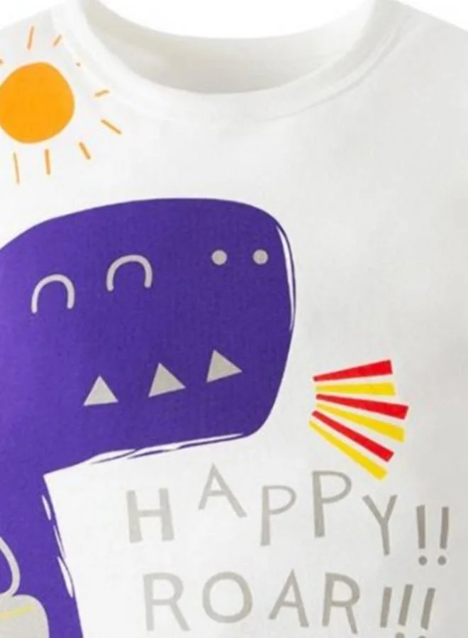 YUNIQEE White Printed Short Sleeve Crew Neck T-Shirt