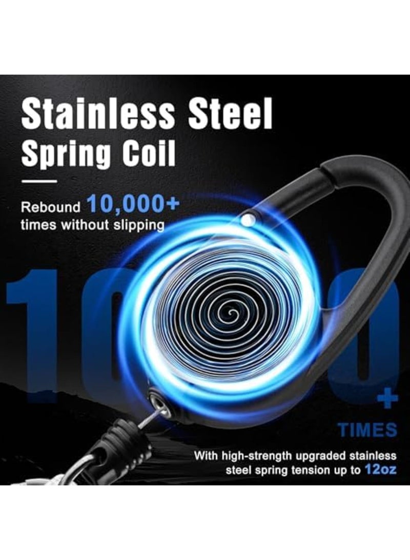 SYOSI Retractable Keychain with Heavy Duty Carabiner, 32” Steel Retractable Cord, Tactical Badge Reel with Key Ring and Badge Strap, Ideal for Work, Office, and Outdoor Use (2 Pack) - Image 3