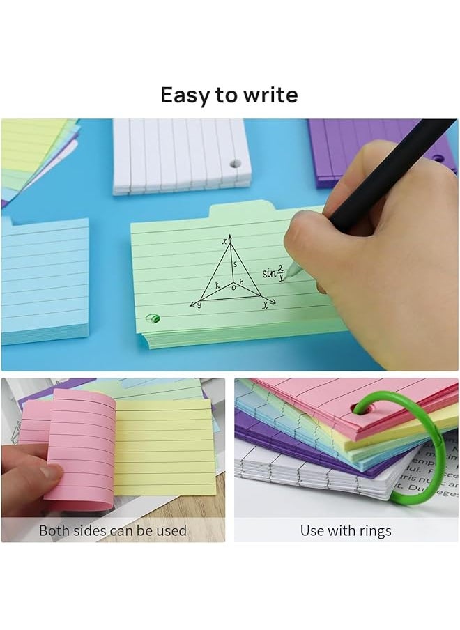erorex - 300 Tabbed Index Cards And 100 White Blank Flash Cards With Binder Rings Colorful 3X5 Ruled Lined Index Card Dividers With Tabs Kraft Paper Flash Cards Notecards For Study Learning Memory Recipe - Image 1