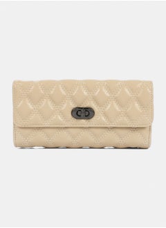 DejaVu Lock Closure Quilted Wallet - Vanilla Beige  - Image 1