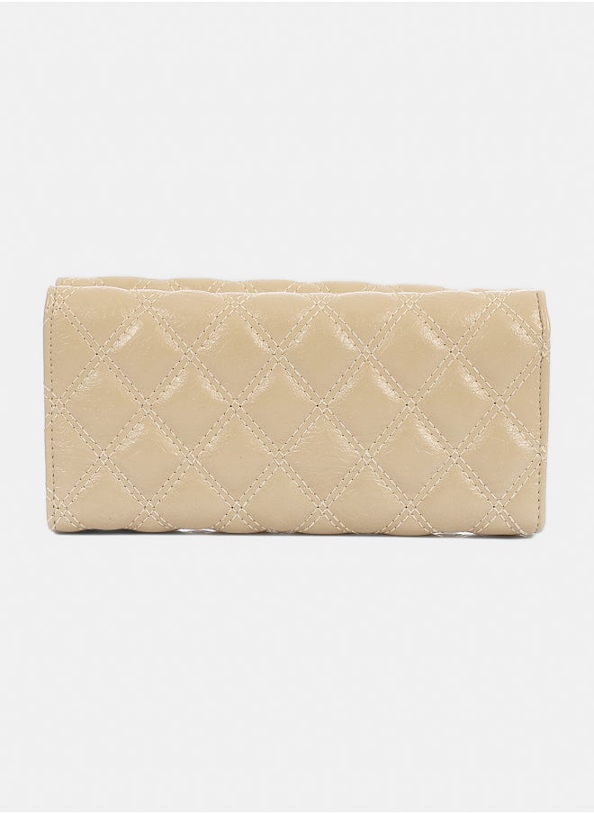 DejaVu Lock Closure Quilted Wallet - Vanilla Beige  - Image 3