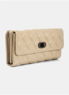 DejaVu Lock Closure Quilted Wallet - Vanilla Beige  - Image 2