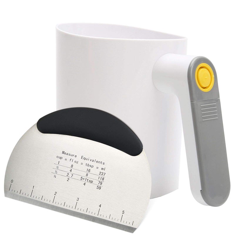 Erivibor Erivibor Battery Operated Flour Sifter Electric Handheld Flour Sieve with Dough Scraper Kitchen Baking Tool Powder Filter Foodgrade Plastic Body and SS430 Filter Mesh 4 Cup1L Capacity White 