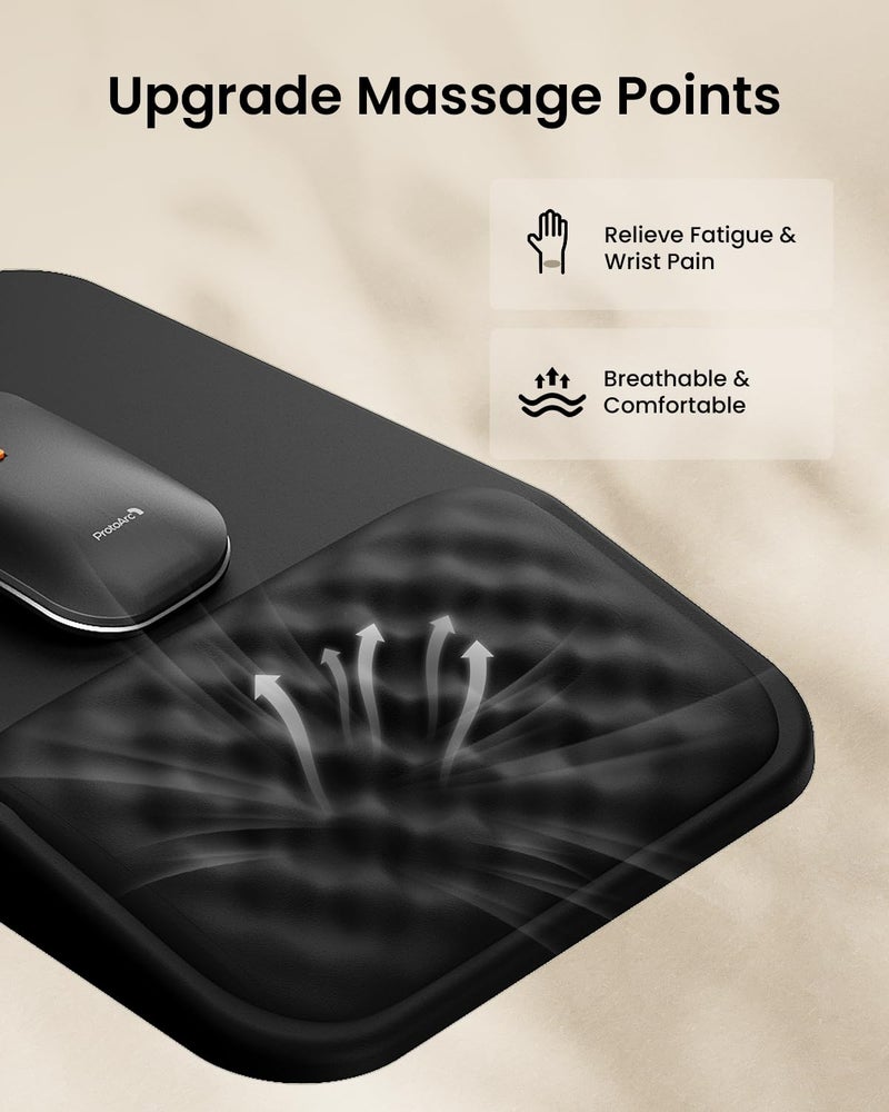 ProtoArc MP50 Ergonomic Mouse Pad with Wrist Rest, PU Leather Mousepad with Massage Design, Soft Memory Foam and Non-Slip PU Base for Pain Relief, Desk, Home, Office, 12x8 Inches, Black - Image 3