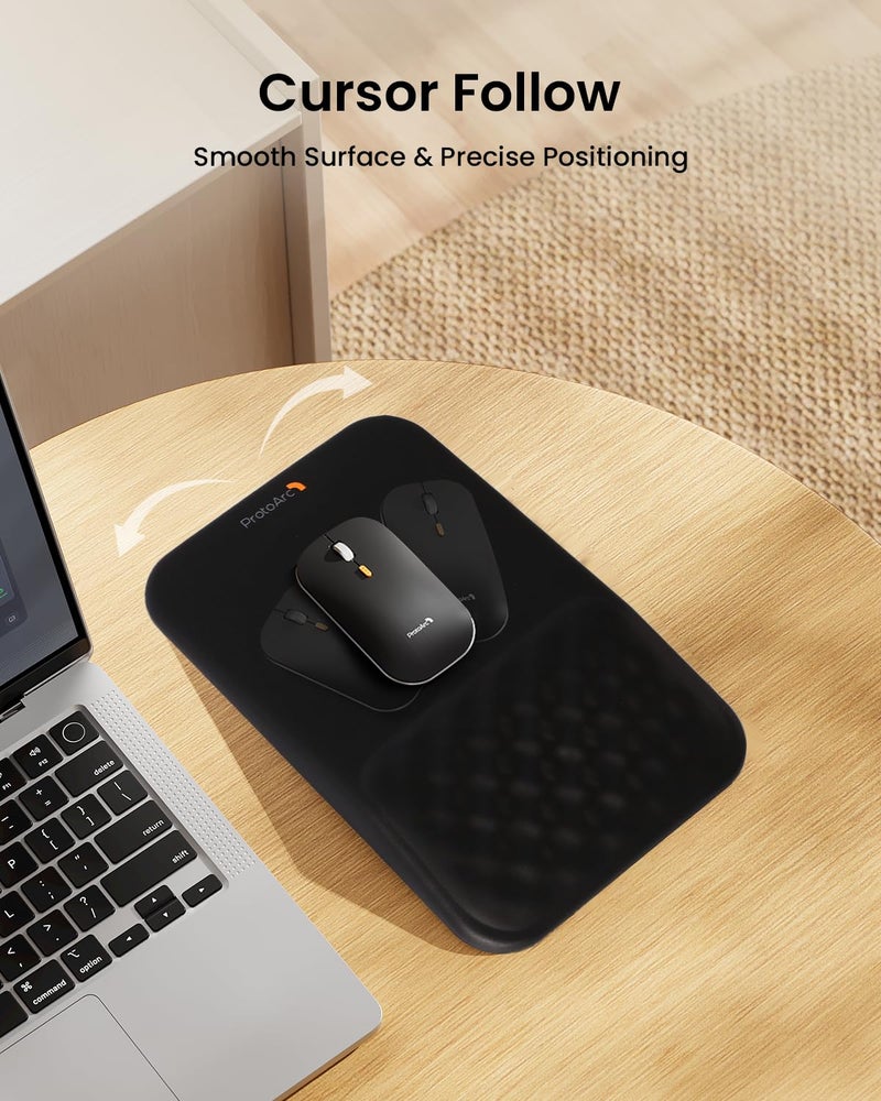 ProtoArc MP50 Ergonomic Mouse Pad with Wrist Rest, PU Leather Mousepad with Massage Design, Soft Memory Foam and Non-Slip PU Base for Pain Relief, Desk, Home, Office, 12x8 Inches, Black - Image 5