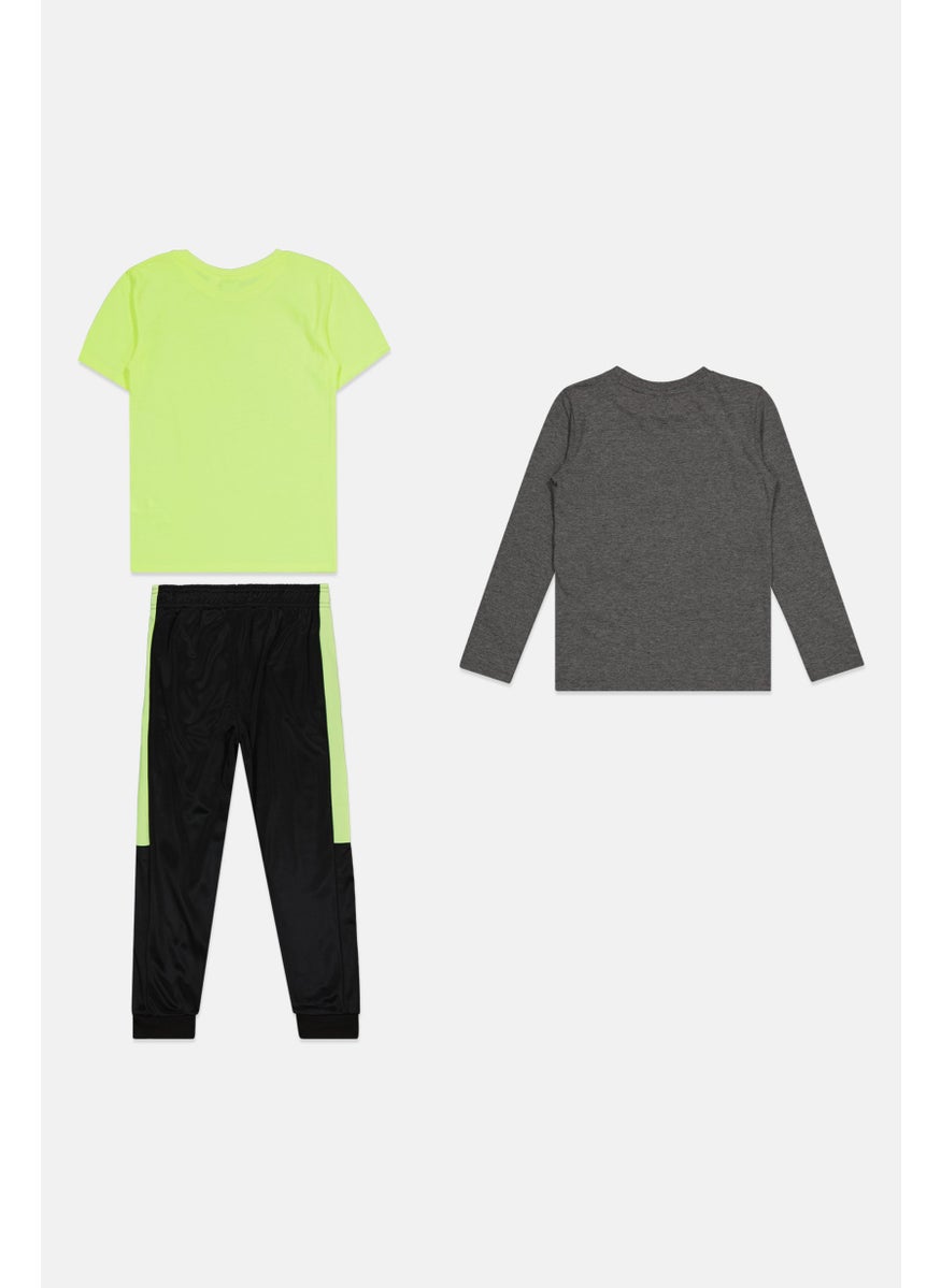 PUMA Kids Boy 3 Pieces Brand Logo T Shirt Set, Grey  - Image 2