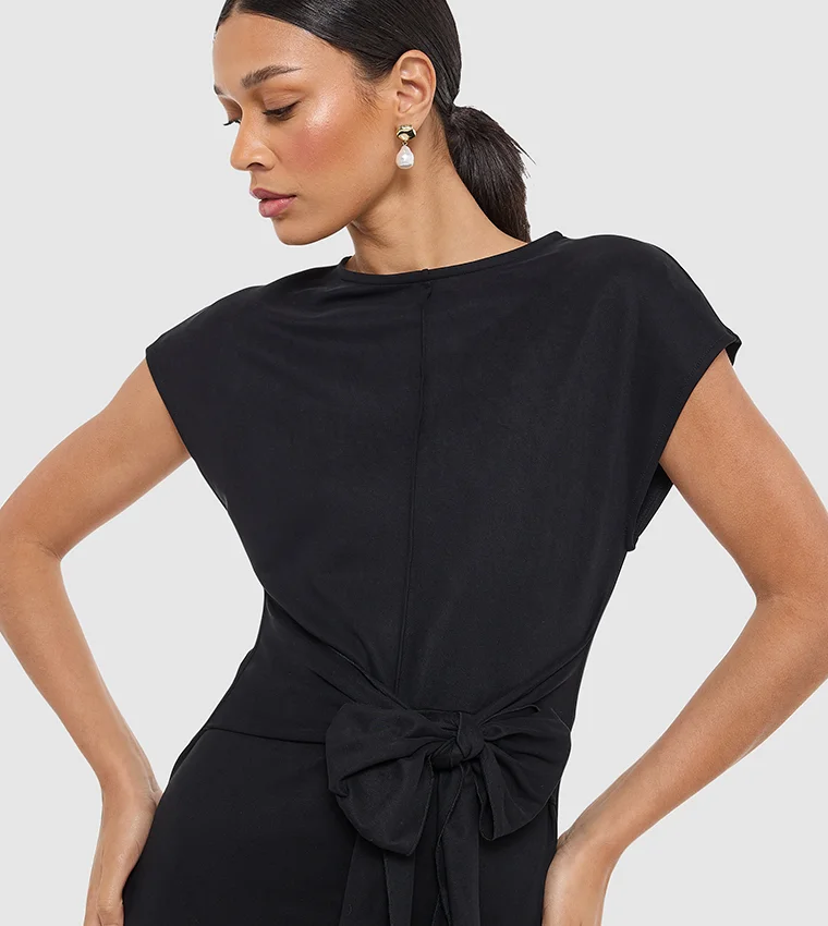 BCBG Tie Front Short Sleeves Sheath Dress