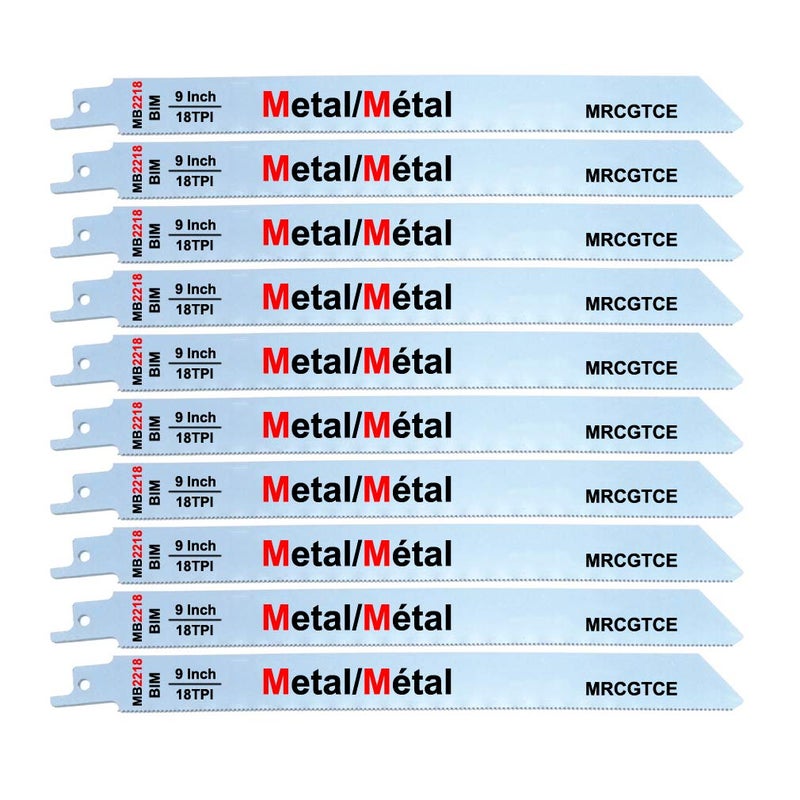 MRCGTCE 10-Piece 9” 18-TPI Metal Cutting Reciprocating Saw Blades - Image 1