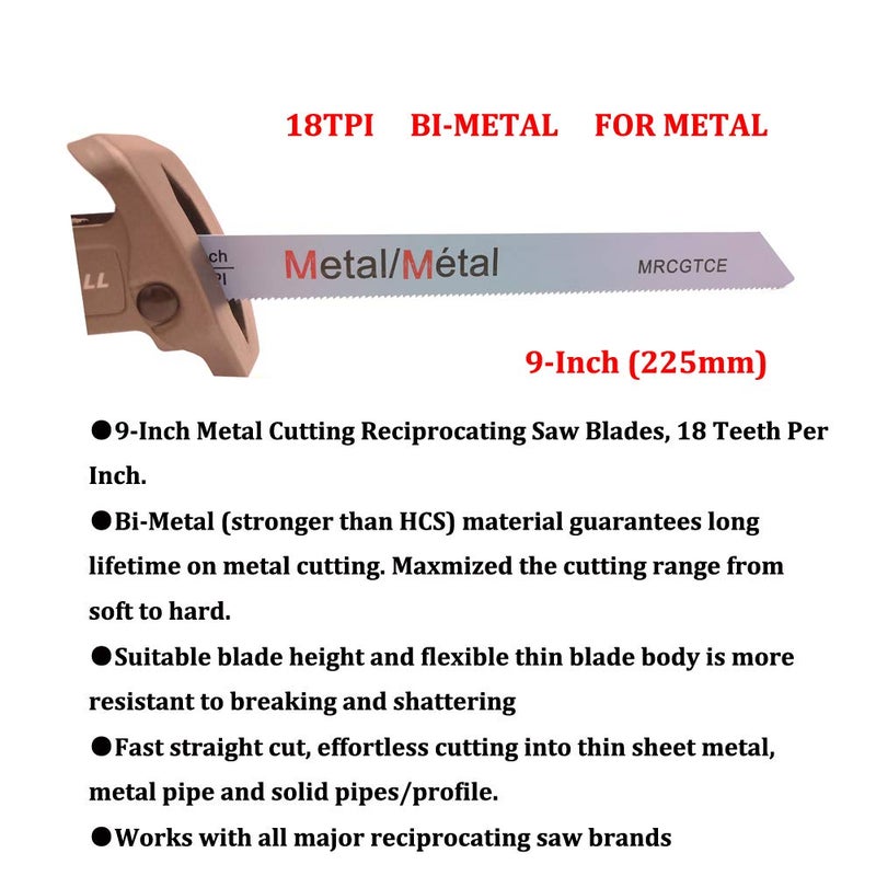 MRCGTCE 10-Piece 9” 18-TPI Metal Cutting Reciprocating Saw Blades - Image 2