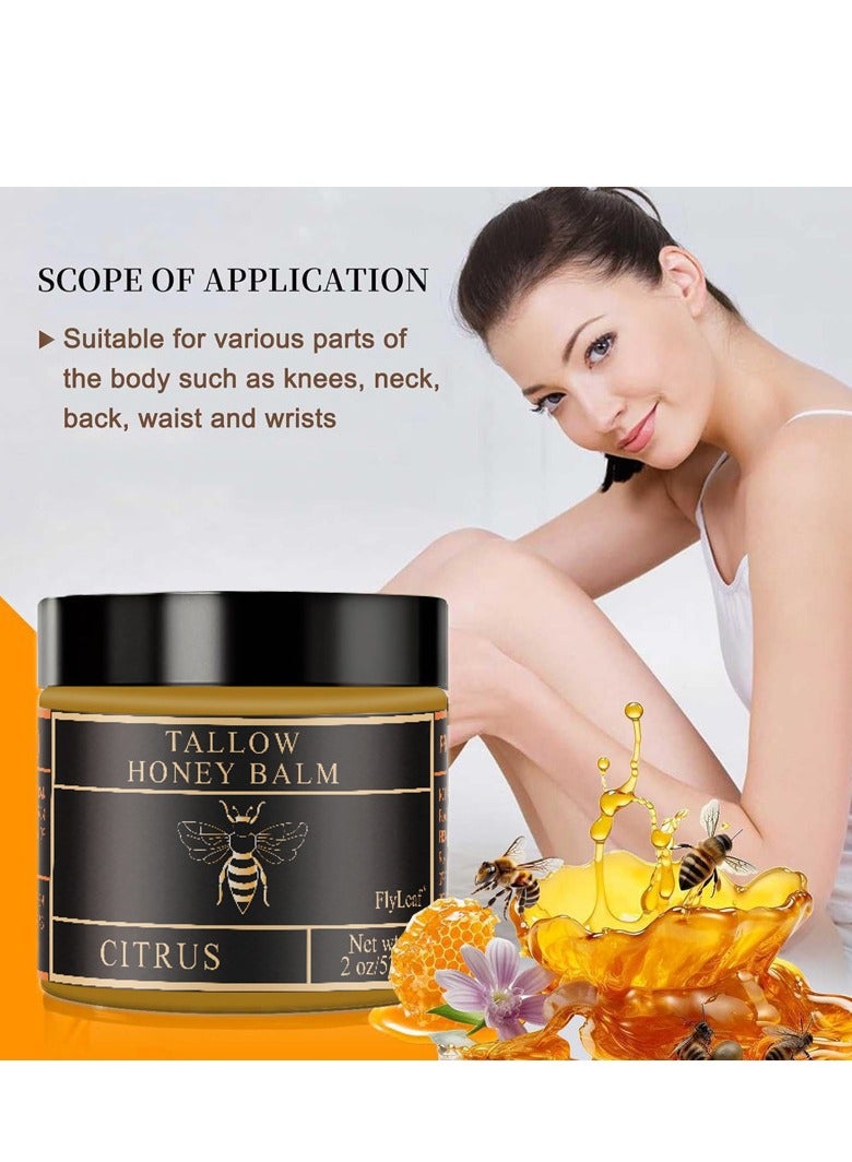 Fly Leaf Organic Grass-Fed Beef Tallow Balm with Raw Honey - Moisturizing Cream for Soft, Smooth Skin - Handmade All-Natural Moisturizer - 2oz - Image 3